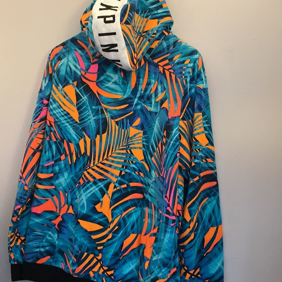 (A4) Victoria’s Secret Tropical print full zip Long-sleeve hooded jacket, Size L - Picture 8 of 9